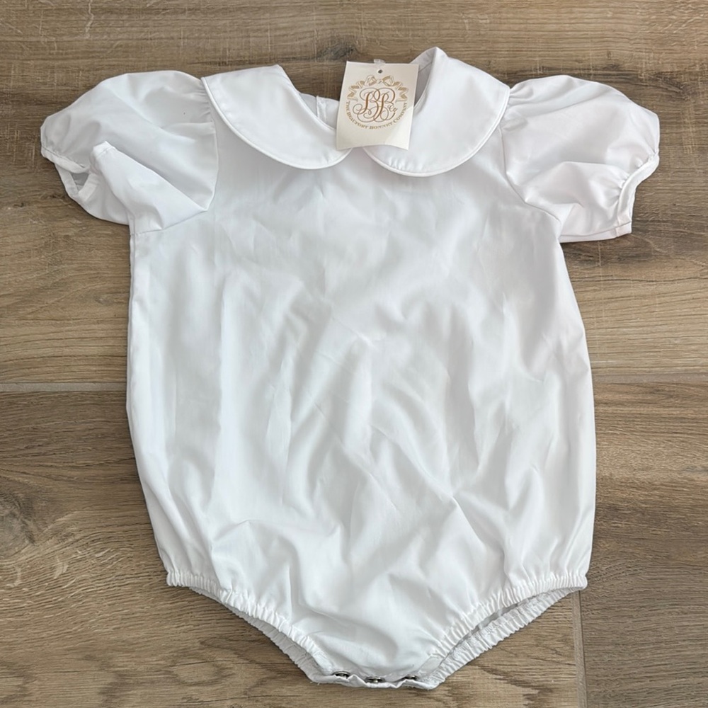 The Beaufort Bonnet Company White Bodysuit with Peter Pan Collar
